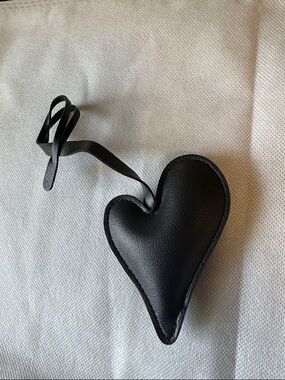 Heart-Shaped Vegan Leather Bag Charm in Black Bag Accessory NWT Gifts